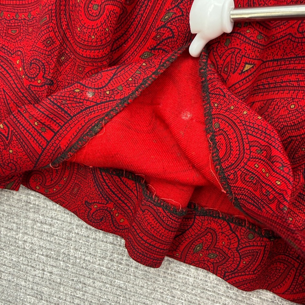 Vtg Liz Claiborne Petite Red Paisley Pleated Button Front Midi Skirt 6P Cottage - Picture 3 of 8